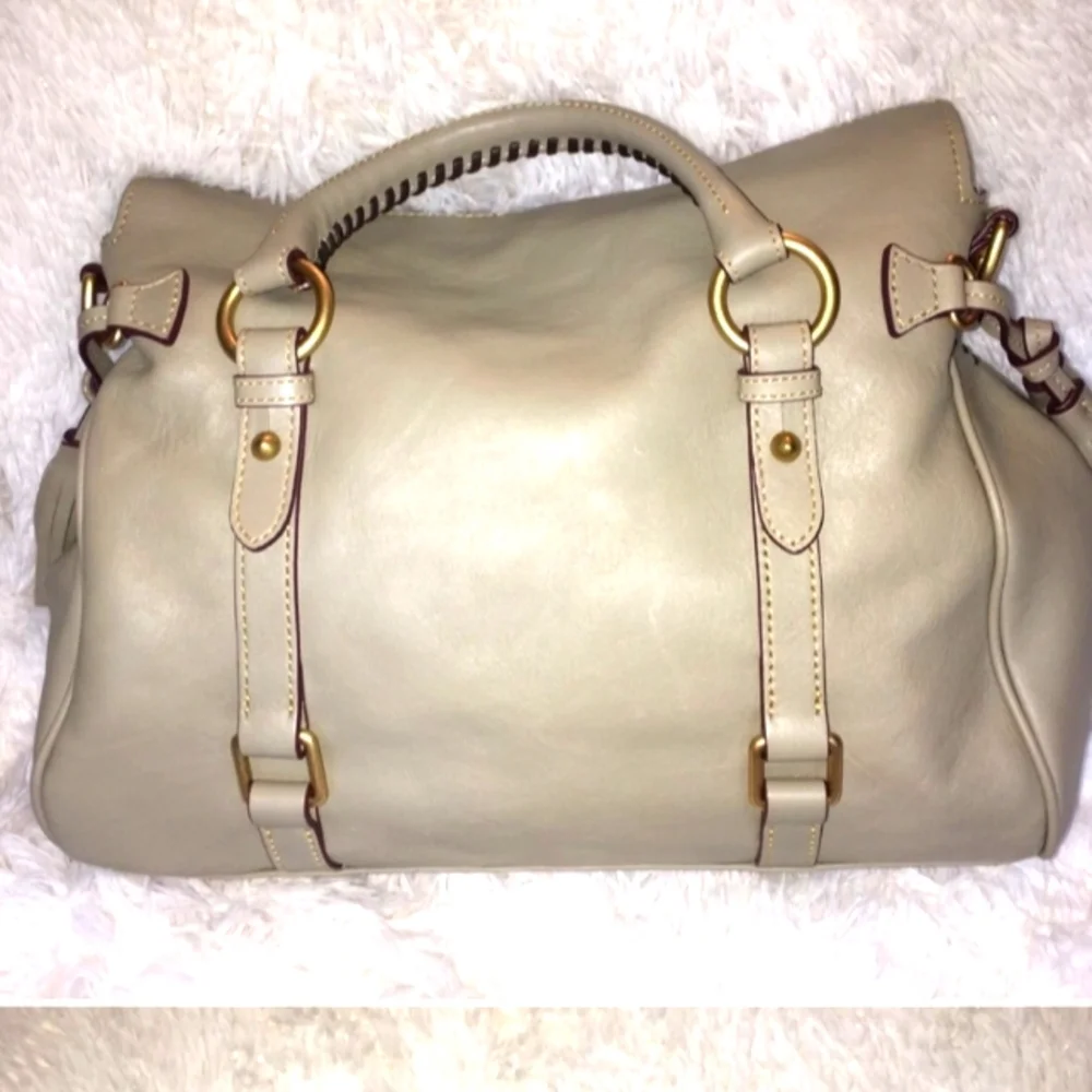 Dooney & Bourke Large Florentine satchel in Taupe with strap - Picture 3 of 5